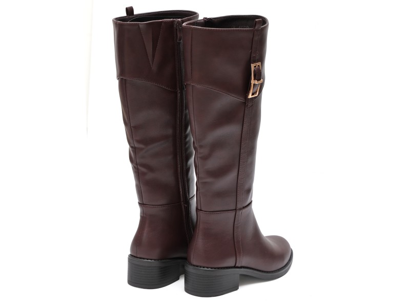 Stivale in simil pelle con fascia elastica e cinturino dorato