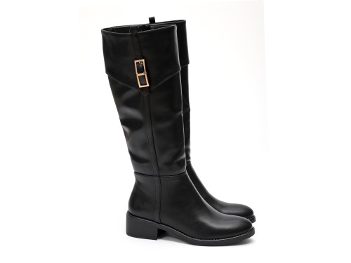 Stivale in simil pelle con fascia elastica e cinturino dorato