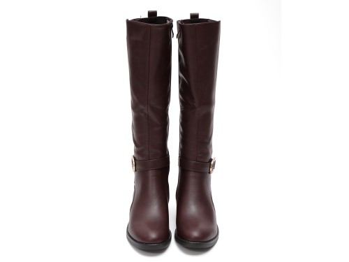 Stivale in simil pelle con cinturini e fascia elastica