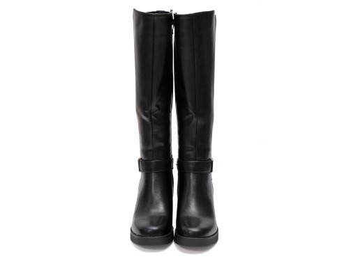 Stivale in simil pelle con fascia elastica e cinturino dorato