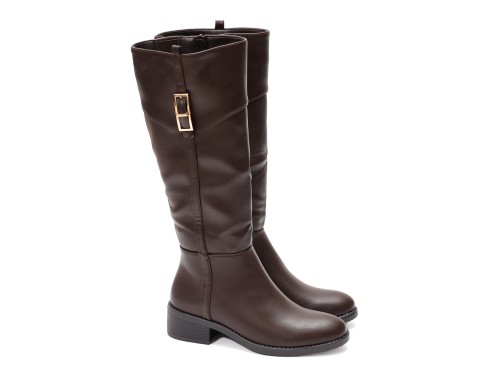 Stivale in simil pelle con fascia elastica e cinturino dorato
