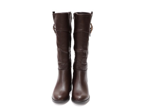 Stivale in simil pelle con fascia elastica e cinturino dorato