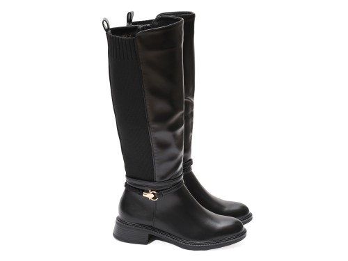 Stivale in simil pelle con cinturino e elastico laterale