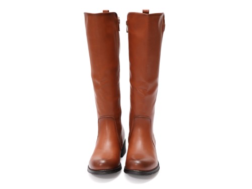 Stivale in simil pelle con elastico laterale e fibbia dorata