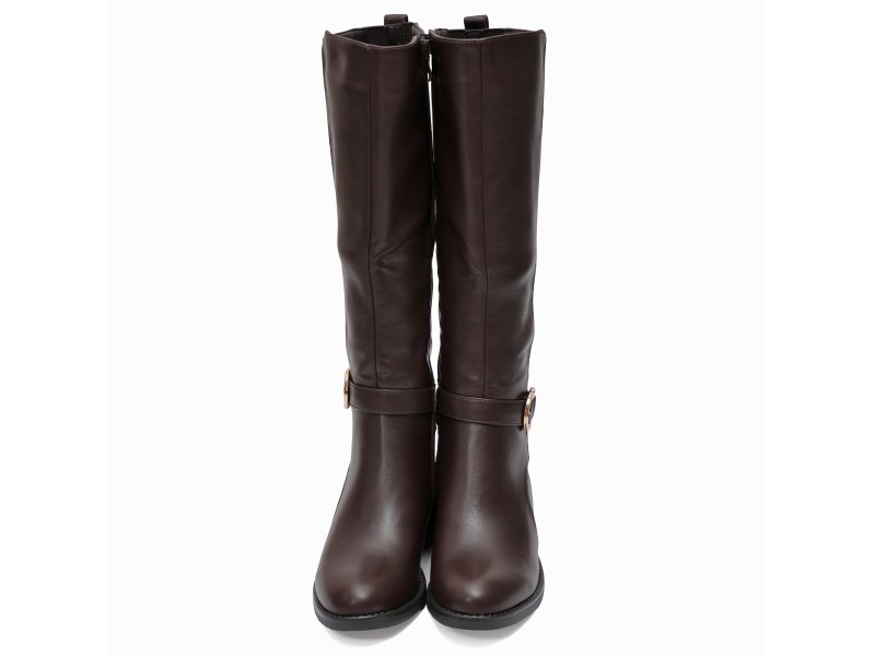 Stivale in simil pelle con cinturini e fascia elastica