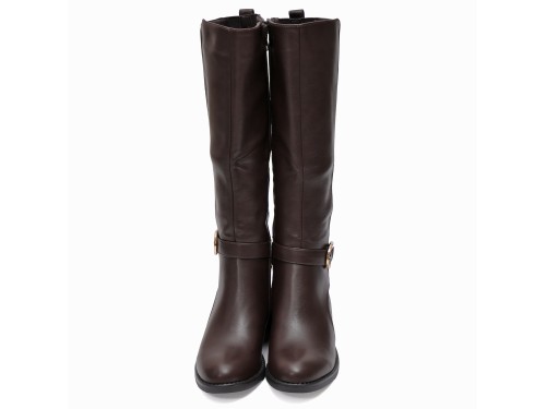 Stivale in simil pelle con cinturini e fascia elastica