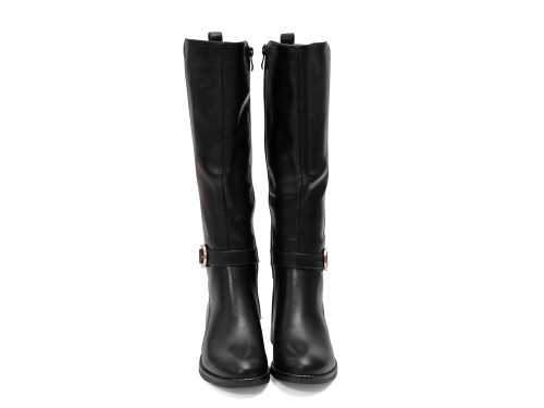Stivale in simil pelle con cinturini e fascia elastica