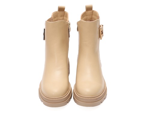 Stivaletto in simil pelle con elastico laterale e fibbia dorata