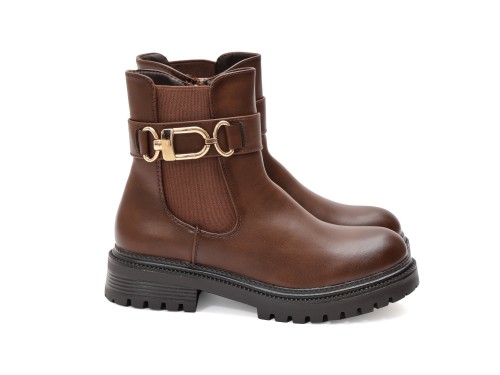 Stivaletto in simil pelle con elastico e fibia dorata