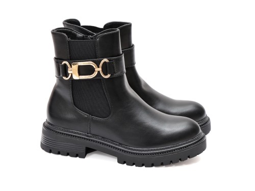 Stivaletto in simil pelle con elastico e fibia dorata