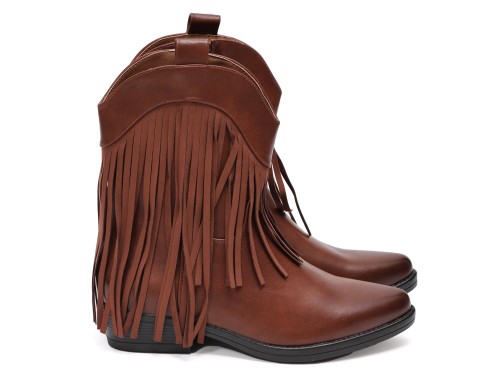 Stivaletto in simil pelle con frangia