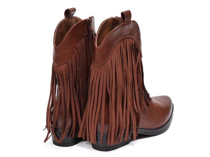 Stivaletto in simil pelle con frangia