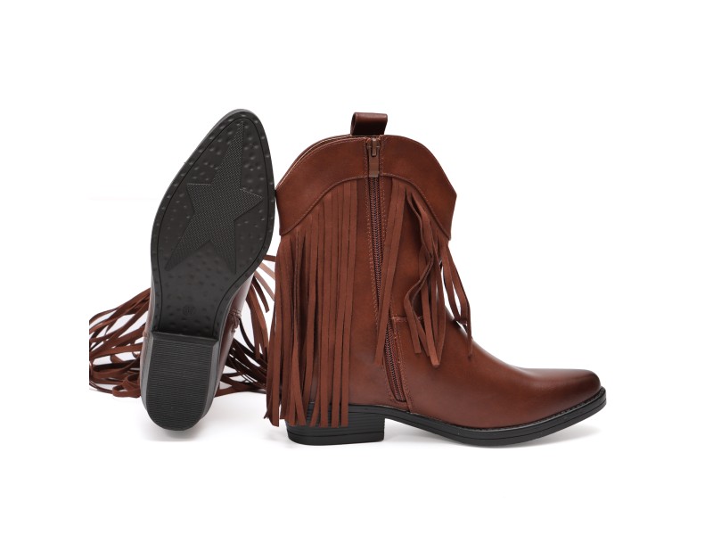 Stivaletto in simil pelle con frangia