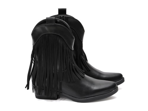 Stivaletto in simil pelle con frangia