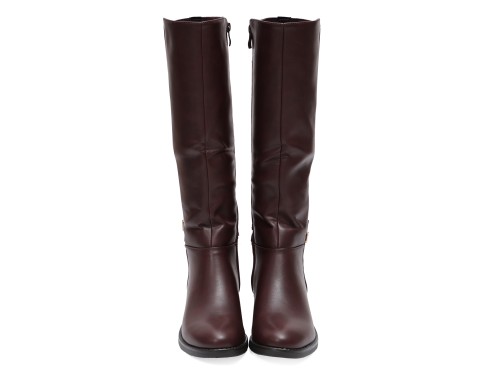 Stivale in simil pelle con fascia elastica e cinturino dorato