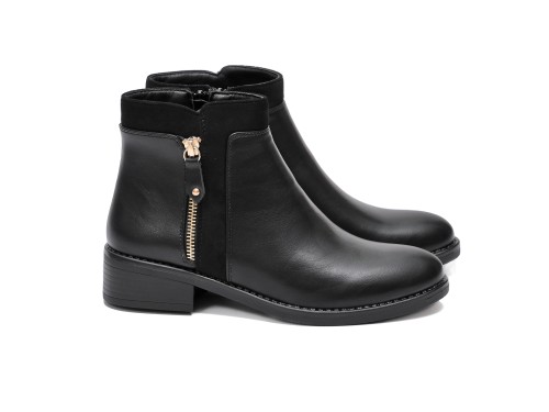 Stivaletti in simil pelle con lampo dorata