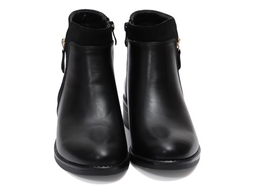 Stivaletti in simil pelle con lampo dorata