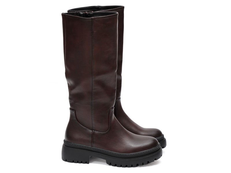 Stivale in simil pelle con tacco comodo e elastico alla circonferenza