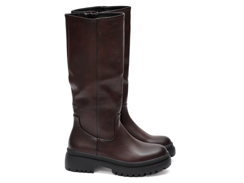 Stivale in simil pelle con tacco comodo e elastico alla circonferenza