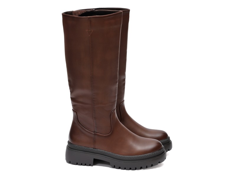 Stivale in simil pelle con tacco comodo e elastico alla circonferenza