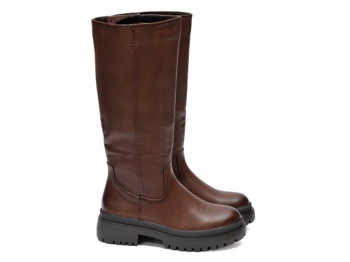 Stivale in simil pelle con tacco comodo e elastico alla circonferenza