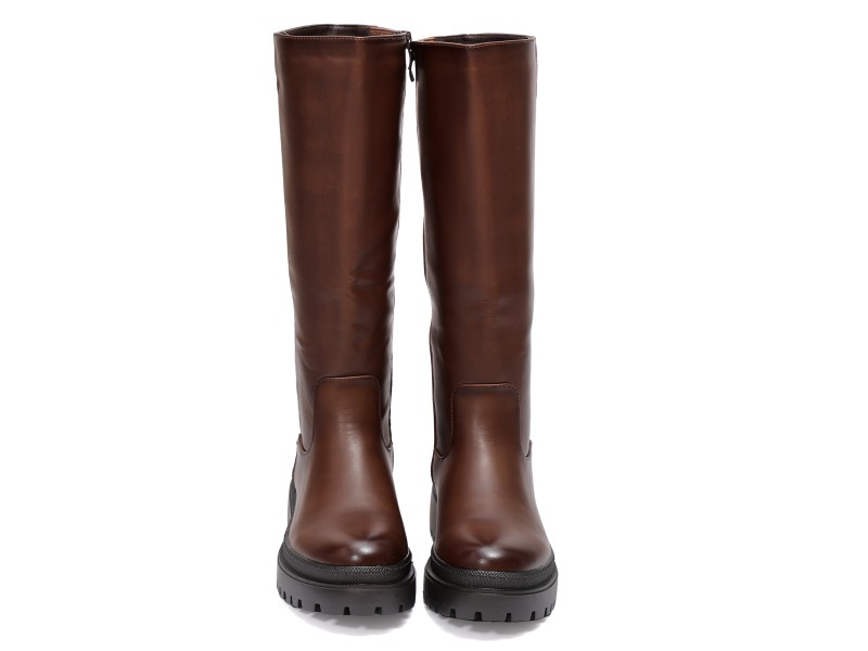 Stivale in simil pelle con tacco comodo e elastico alla circonferenza