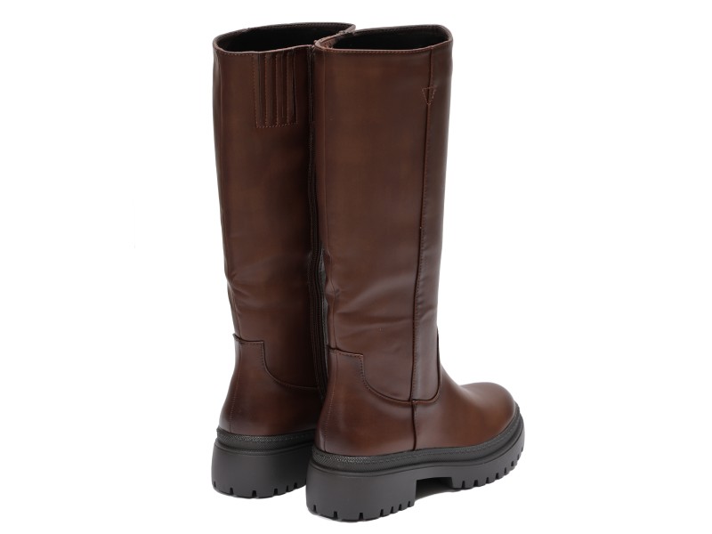 Stivale in simil pelle con tacco comodo e elastico alla circonferenza