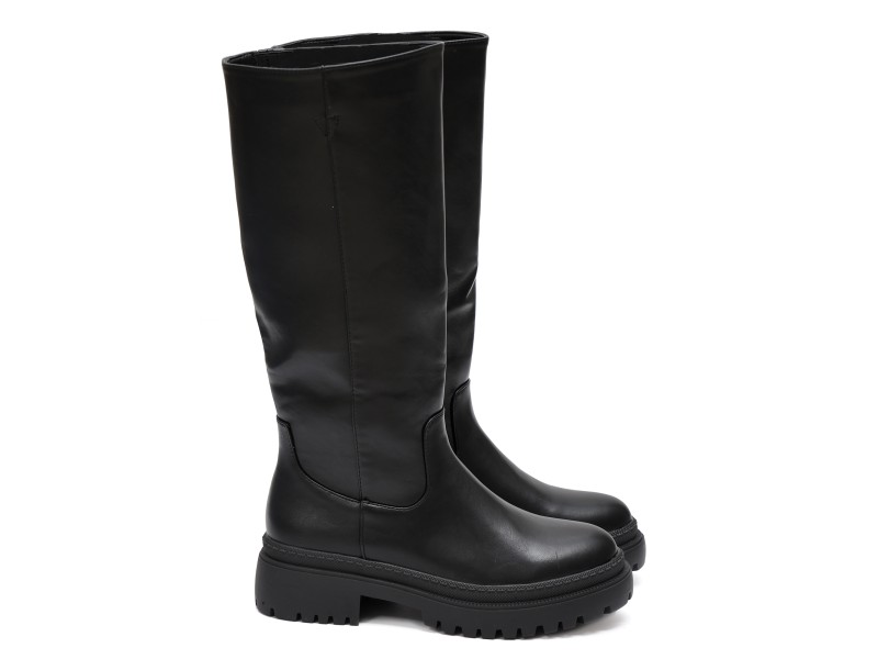 Stivale in simil pelle con tacco comodo e elastico alla circonferenza