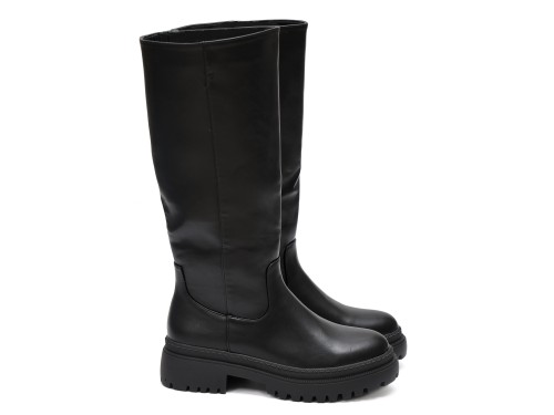 Stivale in simil pelle con tacco comodo e elastico alla circonferenza