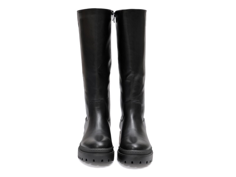 Stivale in simil pelle con tacco comodo e elastico alla circonferenza