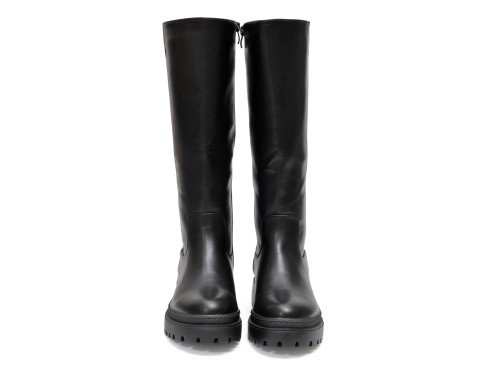 Stivale in simil pelle con tacco comodo e elastico alla circonferenza