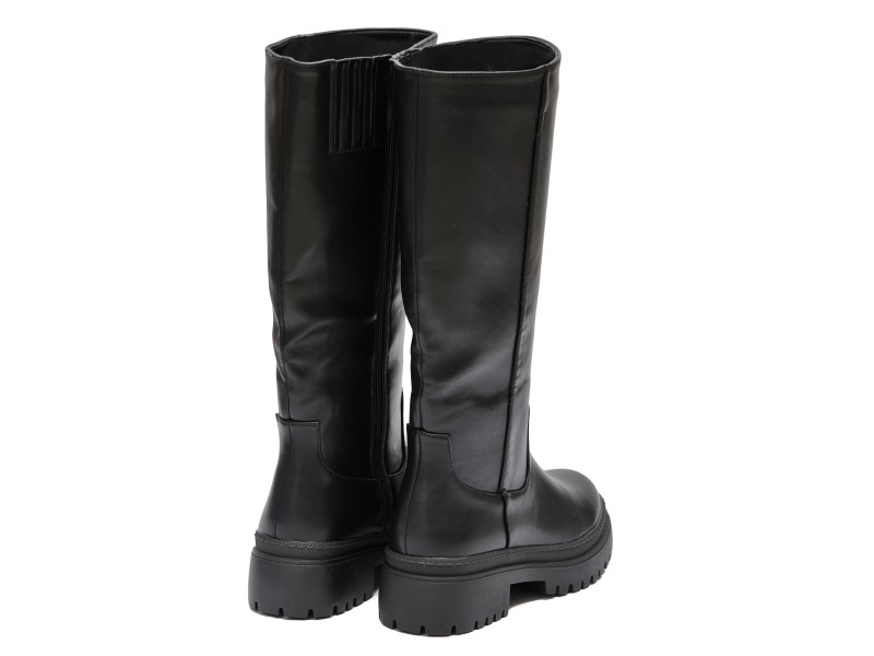 Stivale in simil pelle con tacco comodo e elastico alla circonferenza