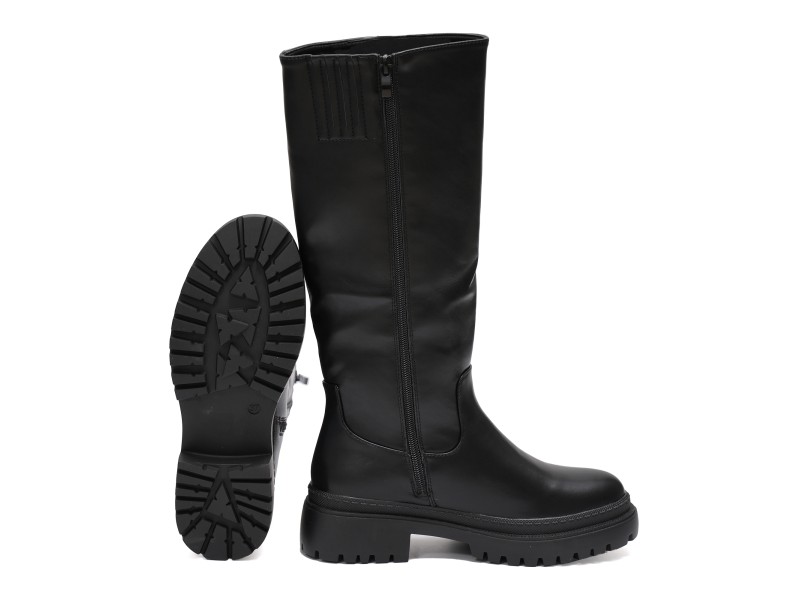 Stivale in simil pelle con tacco comodo e elastico alla circonferenza