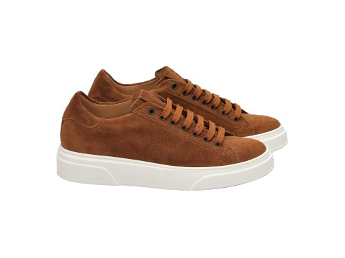 Sneakers stringate in vera pelle scamosciata