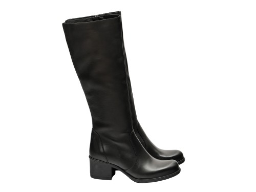 Stivale in vera pelle con tacco e fascia elastica