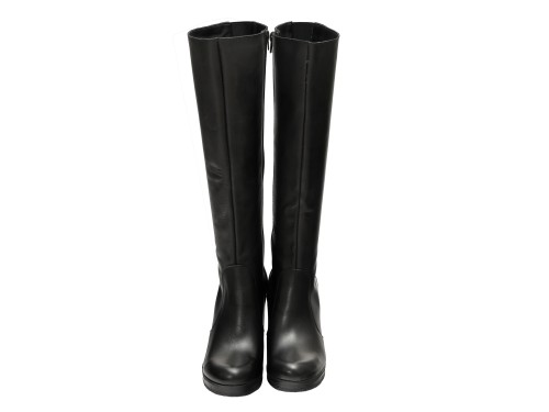 Stivale in vera pelle con tacco e fascia elastica