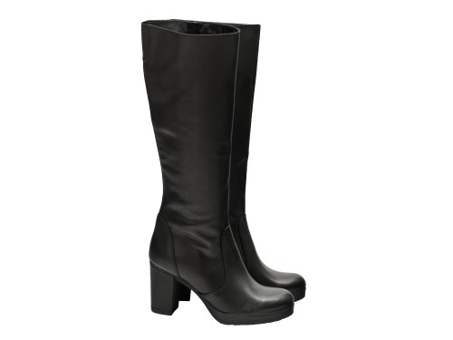 Stivale in vera pelle con tacco e fascia elastica