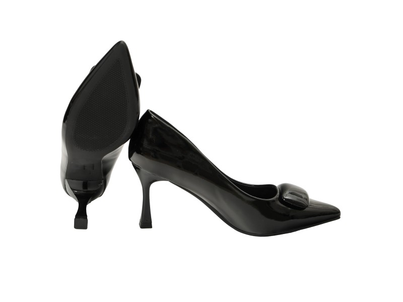 Decolletè in simil pelle verniciata con applicazione