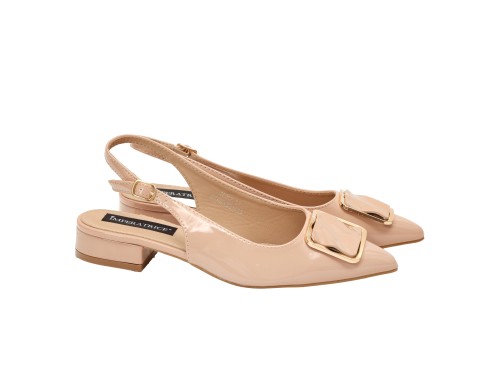 Ballerine in simil pelle verniciata con applicazione