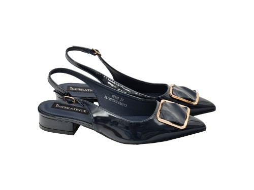 Ballerine in simil pelle verniciata con applicazione