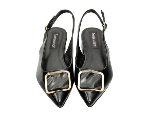 Ballerine in simil pelle verniciata con applicazione