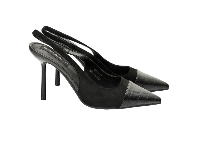 Decolletè in simil-pelle scamosciata con punta pitonata