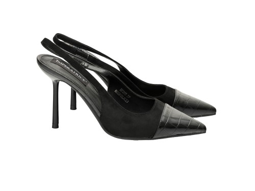 Decolletè in simil-pelle scamosciata con punta pitonata