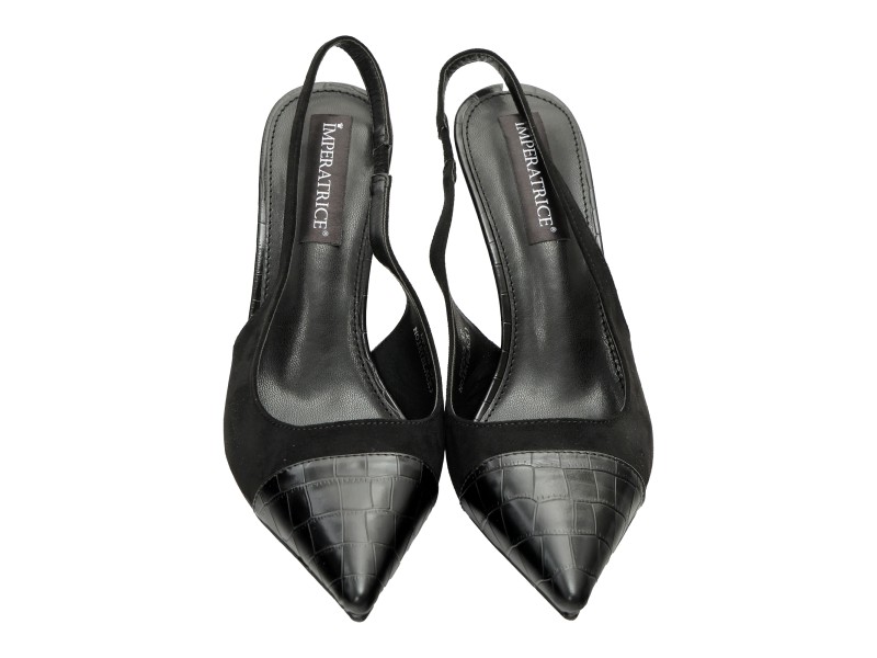 Decolletè in simil-pelle scamosciata con punta pitonata