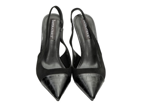 Decolletè in simil-pelle scamosciata con punta pitonata