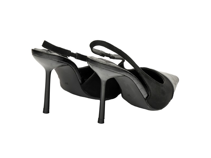 Decolletè in simil-pelle scamosciata con punta pitonata