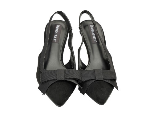 Decolletè in simil-pelle scamosciata con fiocco gross-grain