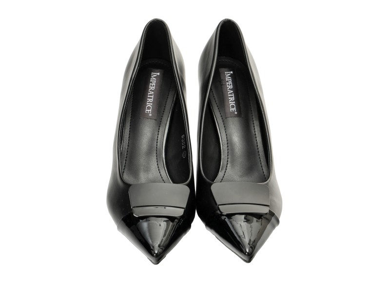 Decolletè in simil pelle con applicazione