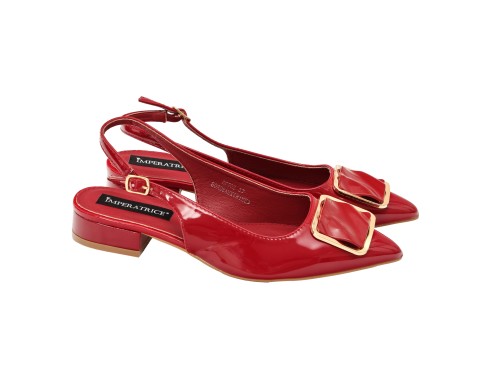 Ballerine in simil pelle verniciata con applicazione