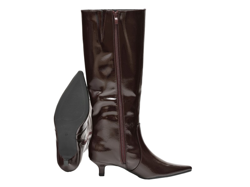 Stivale in simil pelle verniciato effetto naplak con tacco basso